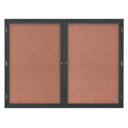 United Visual Products Double Door Indoor Enclosed Easy Tack Bo UV303EZ-BLACK-SATIN